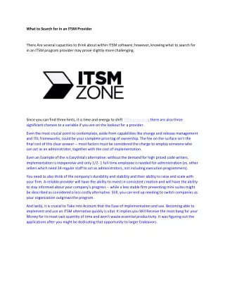 what to search for in an itsm provider there