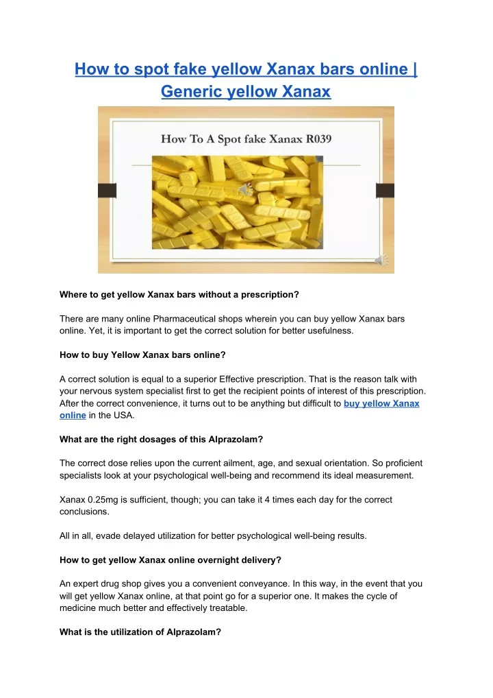 how to spot fake yellow xanax bars online generic