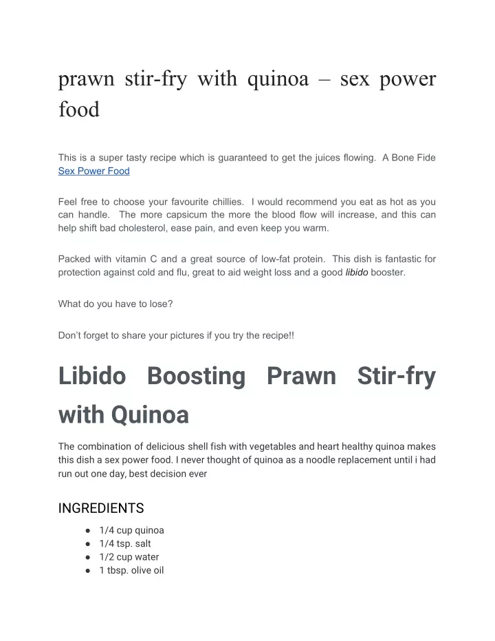 prawn stir fry with quinoa sex power food