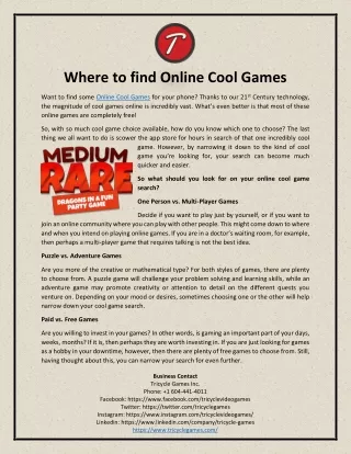 Where to find Online Cool Games