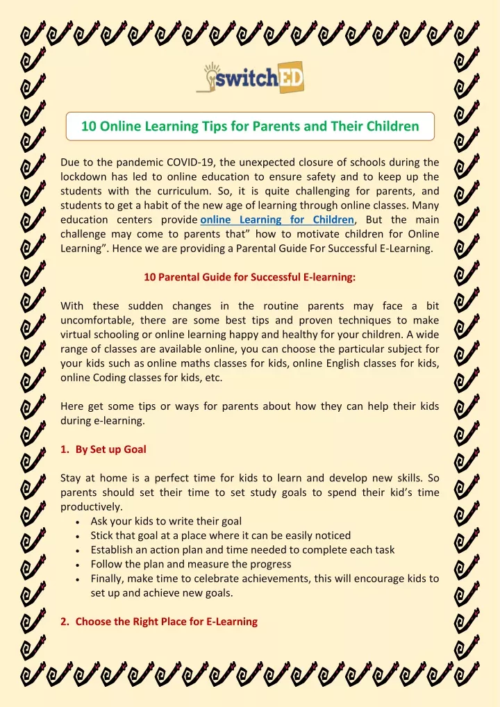 10 online learning tips for parents and their