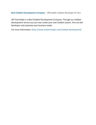 best chatbot development company affordable