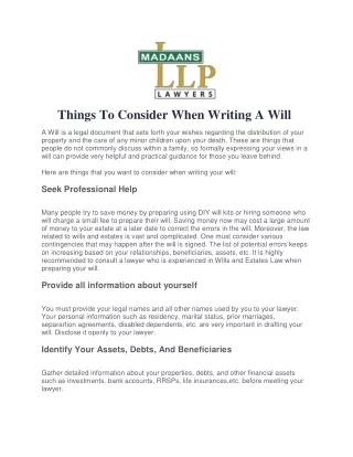 Things To Consider When Writing A Will