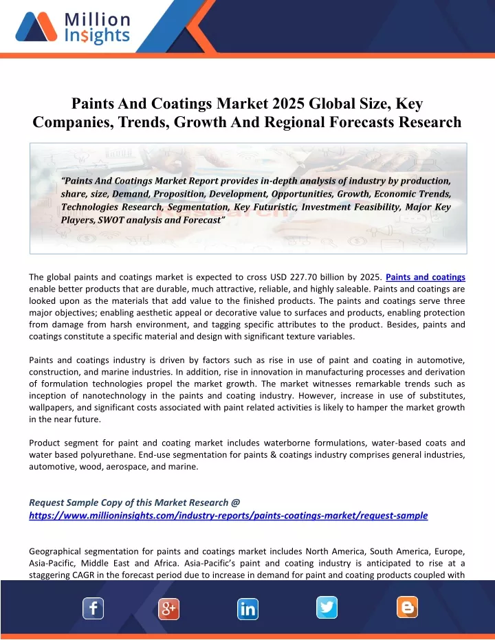 paints and coatings market 2025 global size