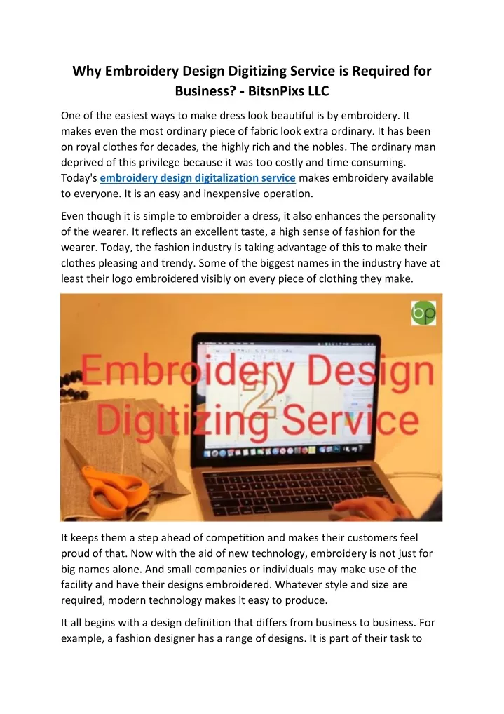 why embroidery design digitizing service