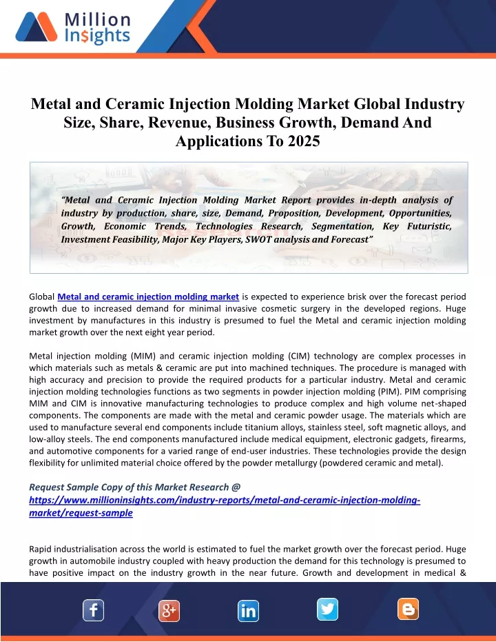 metal and ceramic injection molding market global