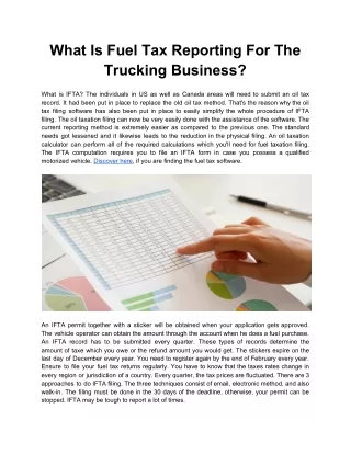 What Is Fuel Tax Reporting For The Trucking Business?
