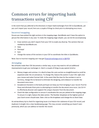 common errors for importing bank transactions