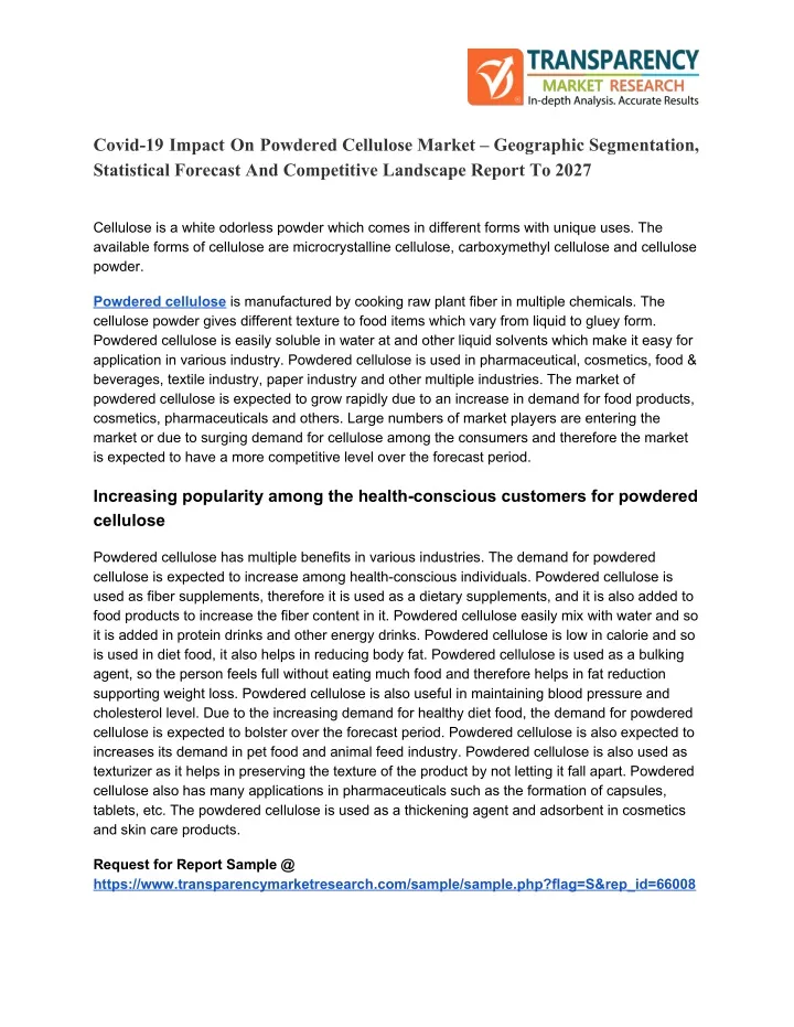 covid 19 impact on powdered cellulose market