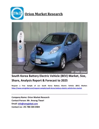 South Korea Battery Electric Vehicle (BEV) Market Trends, Size, Competitive Analysis and Forecast 2019-2025