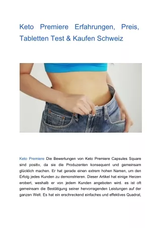 Keto Premiere Erfahrungen, Preis, Tabletten Test & Kaufen Schweiz