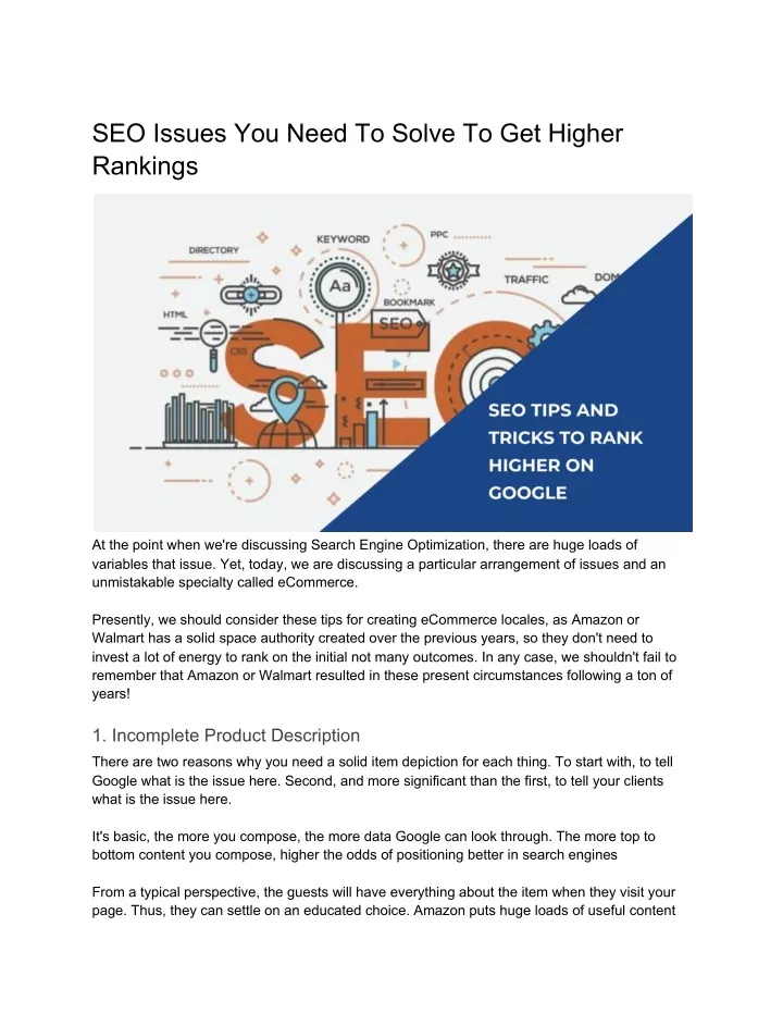 seo issues you need to solve to get higher