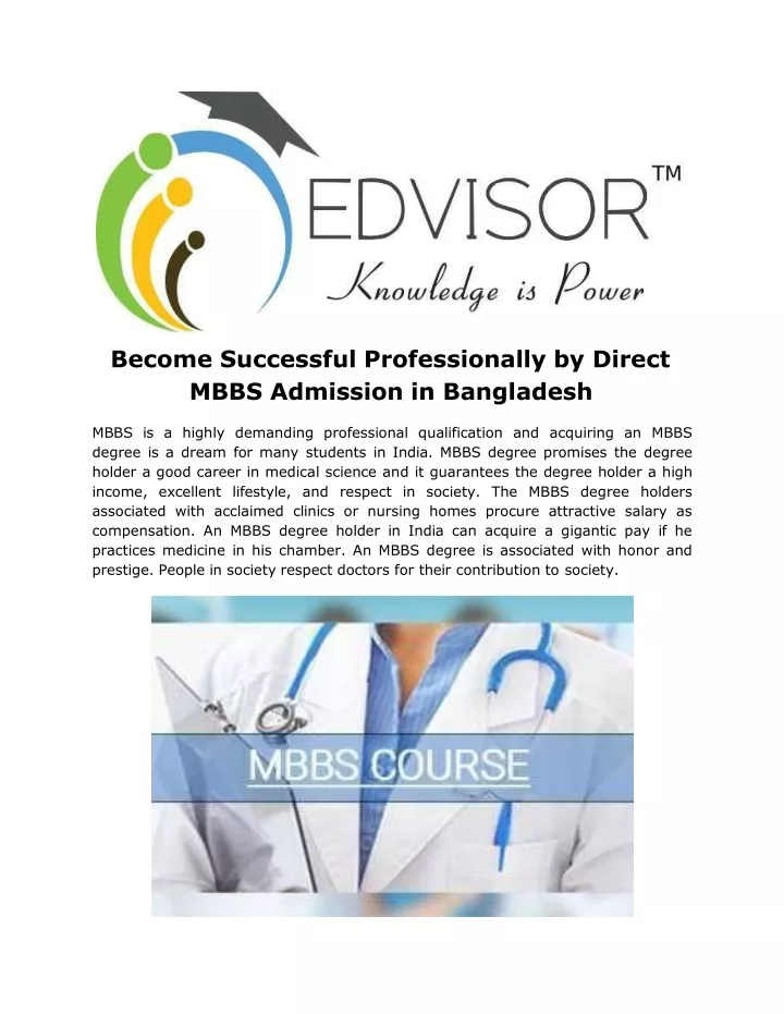 become successful professionally by direct mbbs