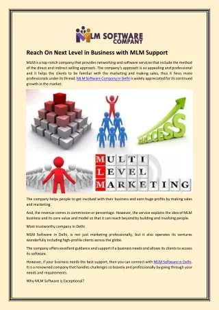 reach on next level in business with mlm support