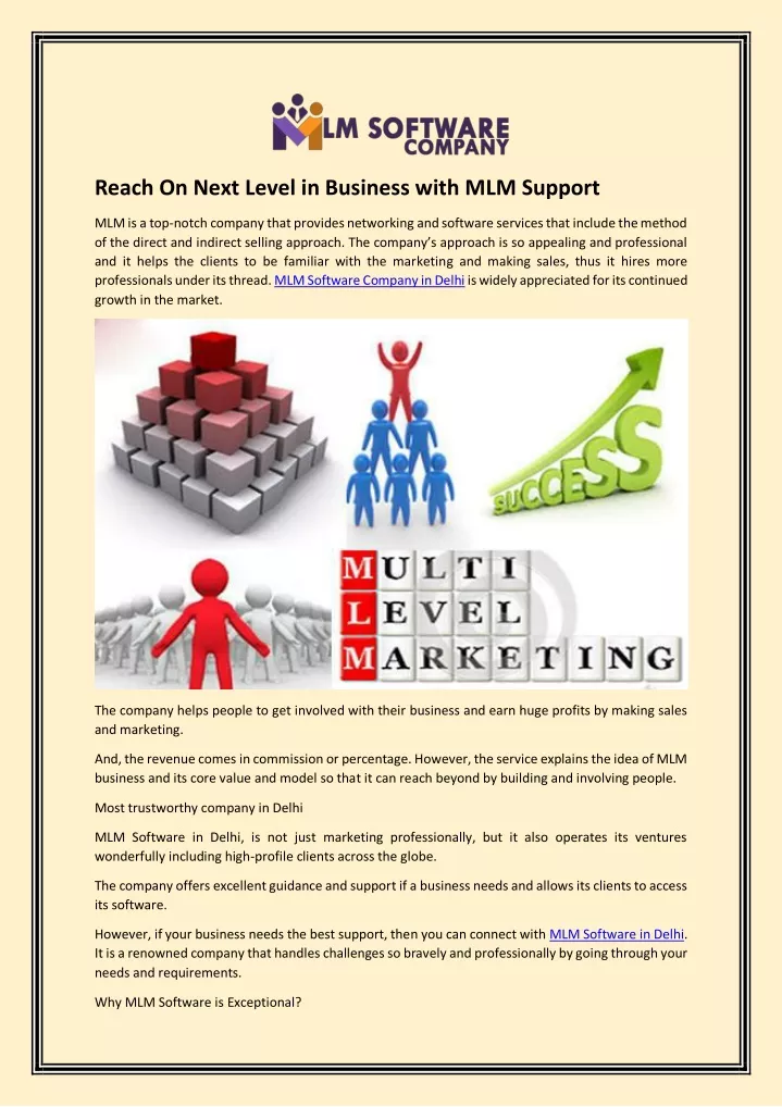 reach on next level in business with mlm support