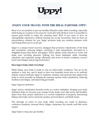 enjoy your travel with the ideal partner uppy