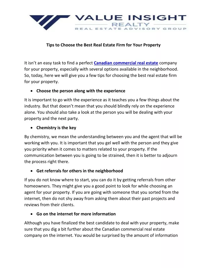 tips to choose the best real estate firm for your