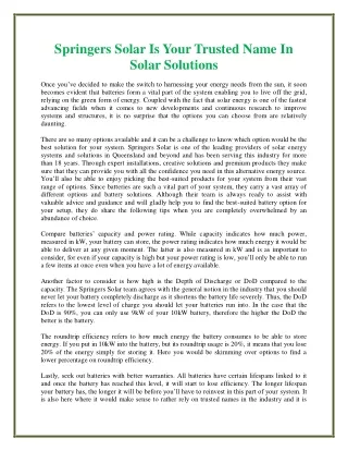 springers solar is your trusted name in solar