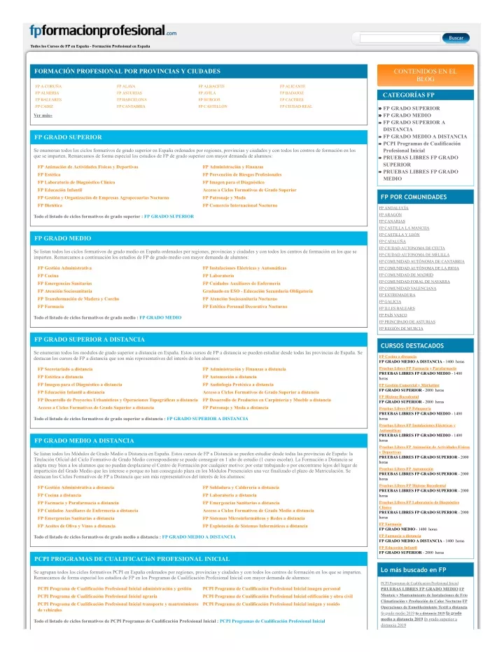 todos los cursos de fp en espa a formaci