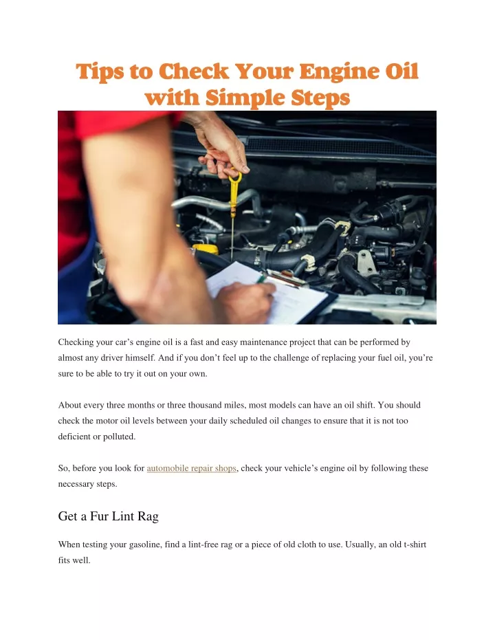 tips to check your engine oil with simple steps