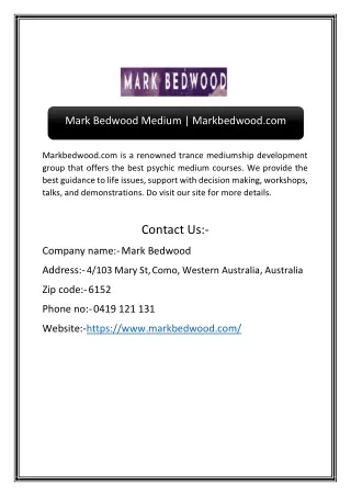 Mark Bedwood Medium | Markbedwood.com