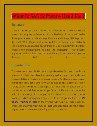 what is sas software used for what