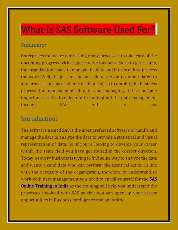 what is sas software used for what