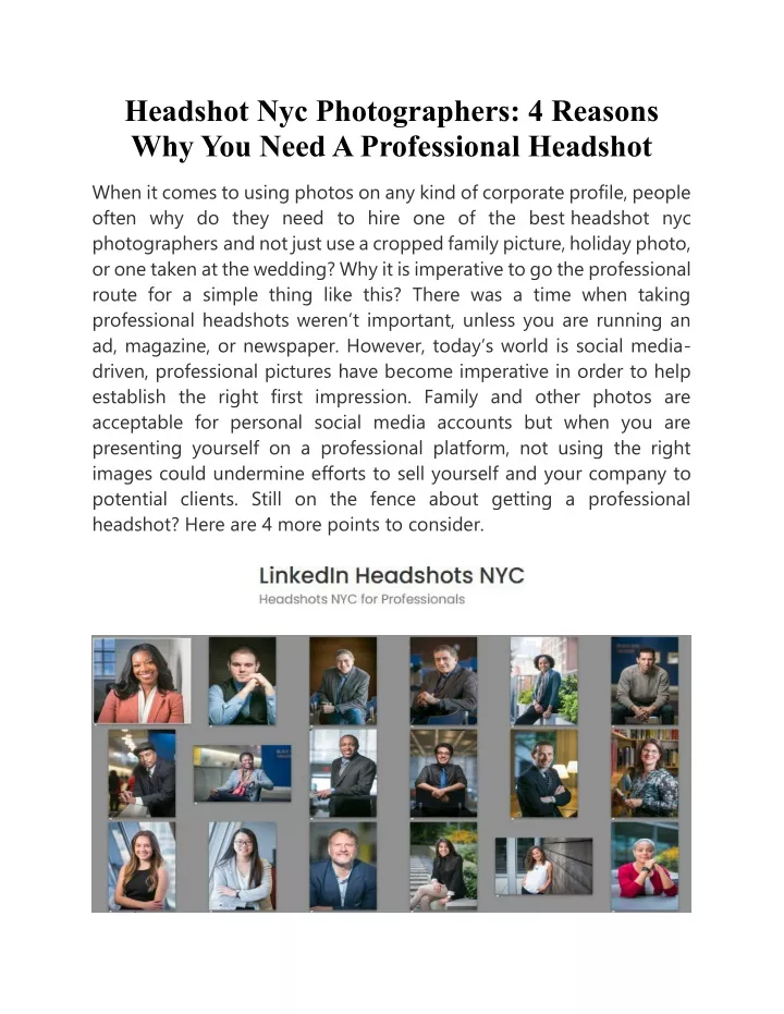 headshot nyc photographers 4 reasons why you need