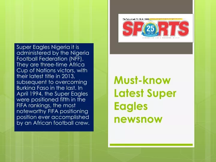 must know latest super eagles newsnow