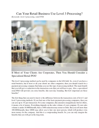 can your retail business use level 3 processing