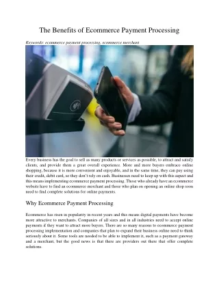the benefits of ecommerce payment processing