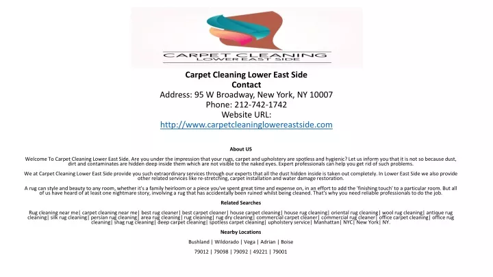 carpet cleaning lower east side contact address