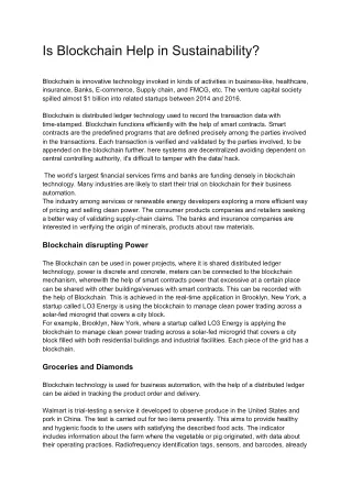is blockchain help in sustainability blockchain