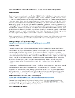 green cement market end user demand revenue