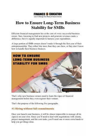 How to Ensure Long-Term Business Stability for SMBs