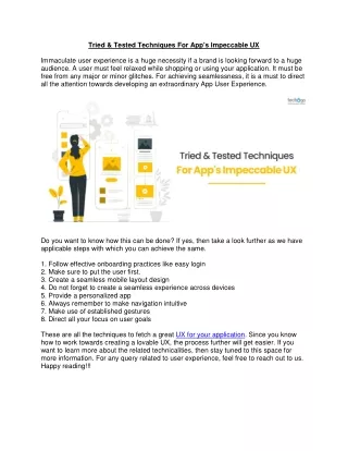 tried tested techniques for app s impeccable ux