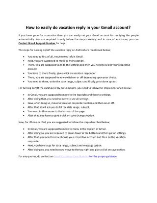 How to Easily do Vacation Reply in your Gmail Account?