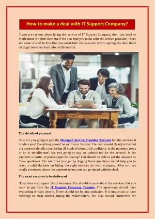 how to make a deal with it support company