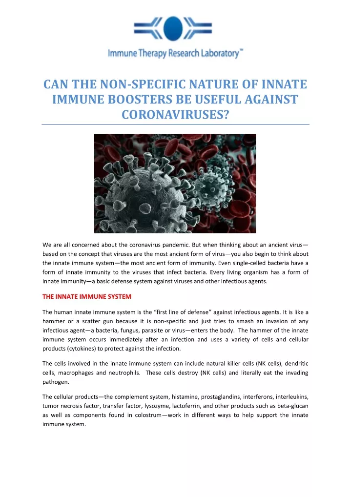 can the non specific nature of innate immune