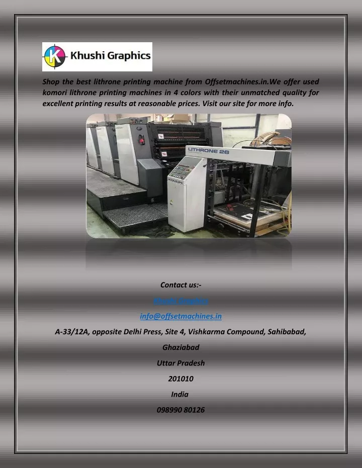 shop the best lithrone printing machine from