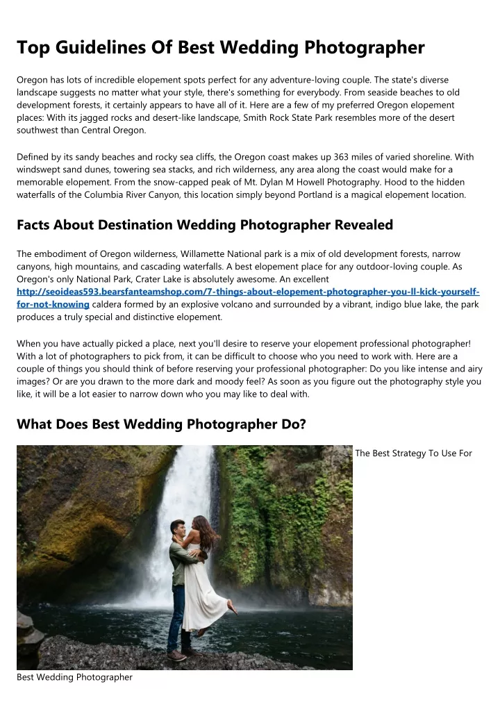 top guidelines of best wedding photographer