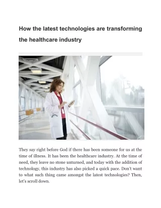 how the latest technologies are transforming