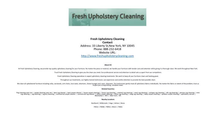 fresh upholstery cleaning contact address