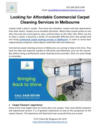 Looking for Affordable Commercial Carpet Cleaning Services in Melbourne