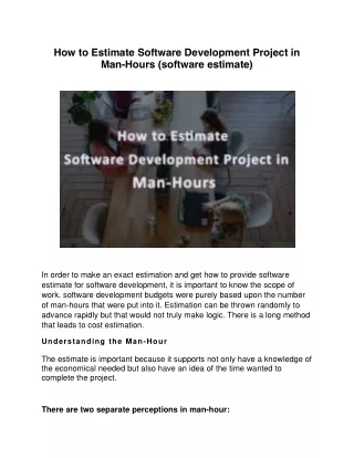 How to Estimate Software Development Project in Man-Hours (software estimate)