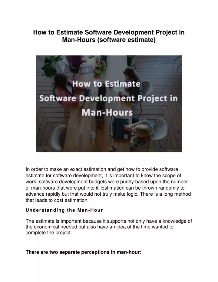 how to estimate software development project