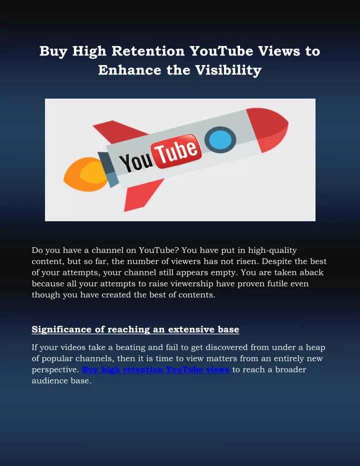 buy high retention youtube views to enhance