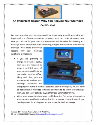 An Important Reason Why You Require Your Marriage Certificate?