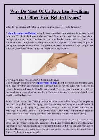 why do most of us face leg swellings and other