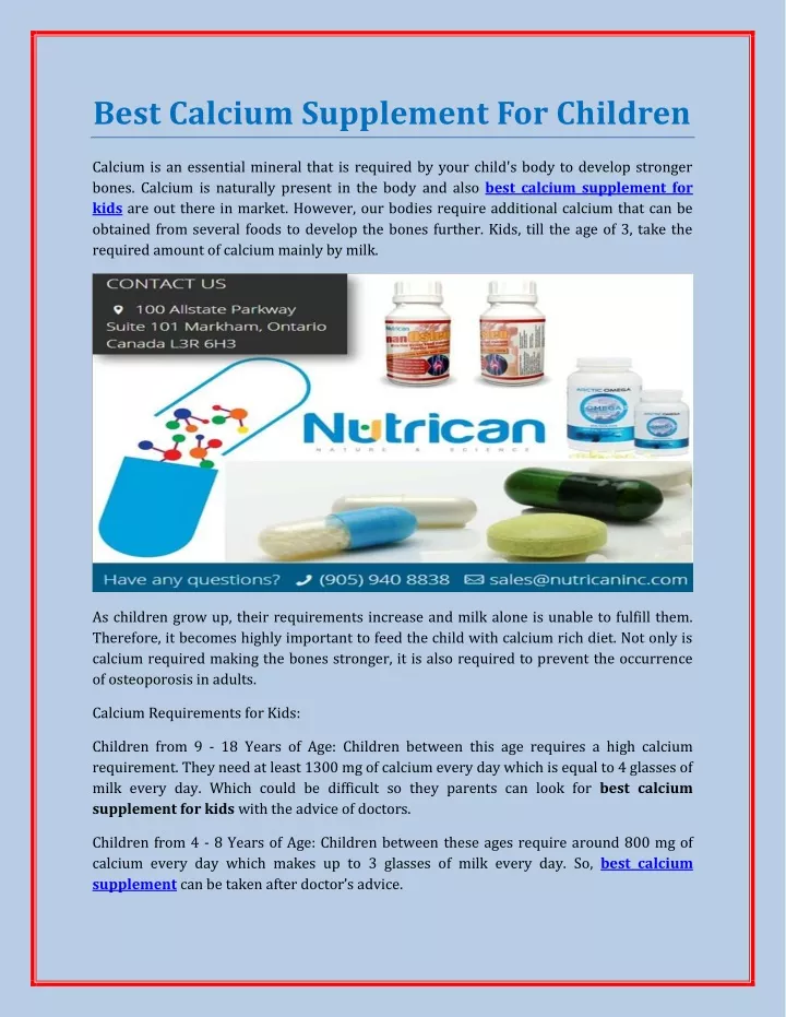 best calcium supplement for children
